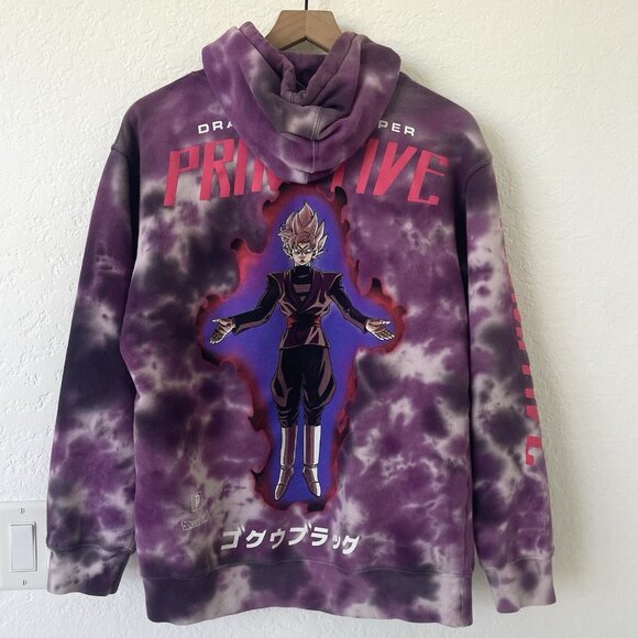 Primitive Dragon Ball Z Super Goku Black Rose Purple Tie Dye Skate Hoodie Size M - Picture 1 of 16